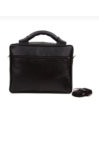Newish Polo Hakiki Deri Plastik Saplı Postacı El Omuz Çantası Yan Büyük-kasasız Siyah - Siyah
