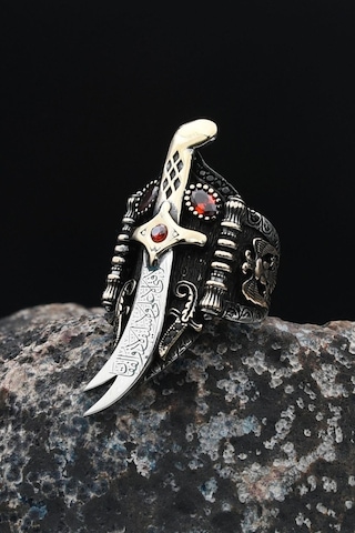 Prestij Gümüş Özel Tasarım Baş Parmak Zihgir Zülfikar Hz. Ali'nin Kılıcı 901551 Gümüş