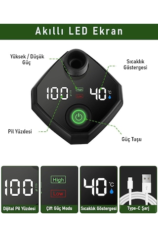 Valkyrie Akıllı Led Ekranlı Taşınabilir Duş & Su Pompası Kamp Bahçe Ve Seyahat İçin Şarjlı Kolay Kurulum