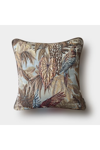 "tropical" Dokulu Desenli Kırlent Kılıfı - 45x45 Bordo - Kahverengi