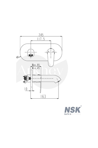 Nsk Lena Plus Ankastre Lavabo Bataryası - Krom / Smartbox İç Set Sıva Altı Grubu Dahil - Arkhev0016 Parlak Krom