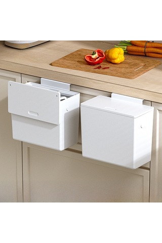 Geeroyoo Duvar Monteli 6l Çöp Kutusu - Delme Yok, Kapaklı, Duvar/kapı Uyumlu, Ev, Mutfak, Banyo İçin Dayanıklı Plastik Atık Kutusu