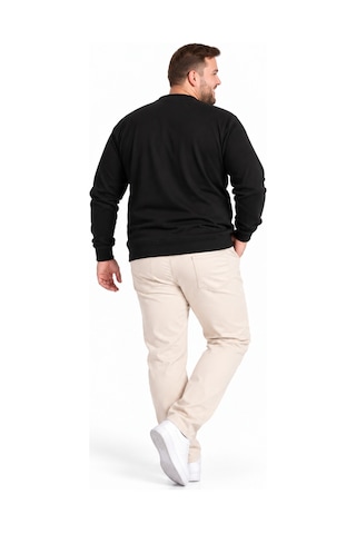Annex Büyük Beden Basic Waffle Kumaş Erkek Sweatshirt Siyah
