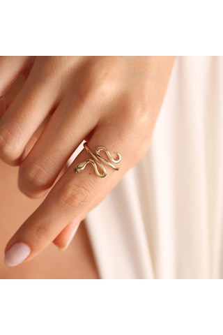 14 Ayar Altın Yılan Yüzük Emerald Classik T11139 Renkli