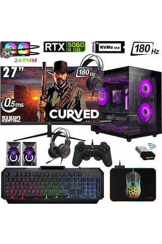 Xaser Sword Cube X52 R7-5700X 32 GB 1 TB M.2 NVME SSD 8 GB RTX5060 27" Free Dos Masaüstü Oyuncu Bilgisayarı