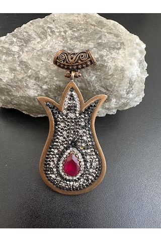 Aysesa Otantik Yakut Markazit ve Zirkon Taşlı Gümüş Kolye Ucu 925 Ayar