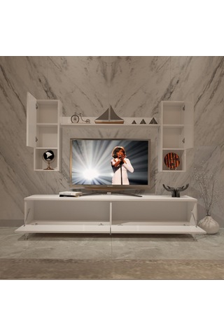 Decoraktiv Eko 5da Slm Std Silver Tv Ünitesi Tv Sehpası Beyaz