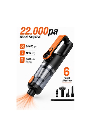 Araç Süpürgesi Işıklı Kablosuz 22.000 Pascal Çekim Gücü Vakum Ve Üfleme 2in1 10başlık Metal Filtreli Araç Süpürgesi Işıklı Kablosuz 22.000 Pascal Çekim Gücü Vakum Ve Üfleme 2in1 10başlık Metal Filtreli
