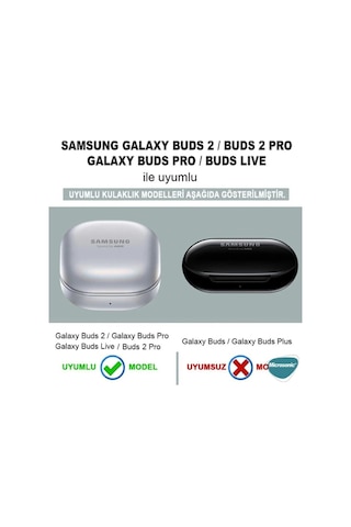 Samsung Galaxy Buds 2 - Buds Pro - Buds Live - Buds 2 Pro - Buds Fe Uyumlu Kılıf Süslü Kalp Desenli Şeffaf