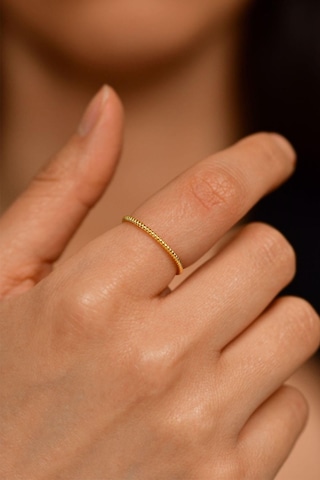 Burgu Desen Gold Minimal Gümüş Yüzük R10008