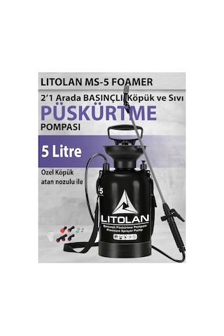 5 Litre 2'1 Basınçlı Köpük Püskürtme El Pompası 4x Sıvı Nozul Ve 1x Köpük Nozul Püskürtücü