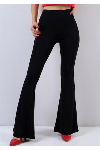 Incebelli Kadın Siyah Ispanyol Paça Likralı Taytsiyahm Siyah