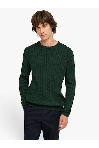 Only & Sons Onslouı Reg 12 Cabel Crew Knıt Noos Erkek Yeşil Kazak - Os22033762