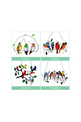 Yunboo Çift Taraflı Renkli Sanatsal Pencere Süsü, Alloy Damla Yağlı Kuş Figürü, Güneş Işığı İle Parlayan Ev Dekorasyonu