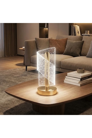 River World 3 Kademe Işık Modlu Dekoratif Şarjlı Kristal Simli Çapraz Kavisli Ters Gold Gövdeli Çok Renkli