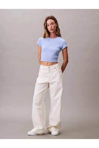 Calvin Klein Jeans Rib Kadın Mavi T-shirt Lv047ab802-7zq Mavi