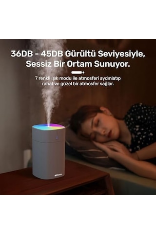 Rgb Renkli Aromaterapi Difüzör Ve Ultrasonik Hava Nemlendirici Buhar Makinesi Siyah, 400ml