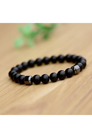 Doğal Taş Siyah Bileklik Çift Mıknatıslı Sigara Bıraktırma Güç Denge Bilekliği Çok Renkli