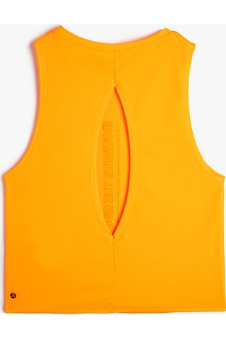 Koton Arkası Pencere Detaylı Uzun Spor Atlet Bisiklet Yaka Baskılı Neon Turuncu 4sak30033nk 4SAK30033NKNY3 Neon Turuncu