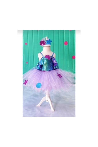 Deniz Kızı Kostümü Kolları Volanlı Ve Tokalı, 4-5 Yaş