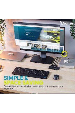 Ultra Hd 4k 60hz Kvm Switch 2x1 Hdmı + Usb 3.0 + Usb-c Tek Tuş Geçiş
