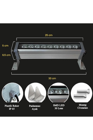 Ledly 30 Cm 9 W Wallwasher Duvar Boyama Mavi
