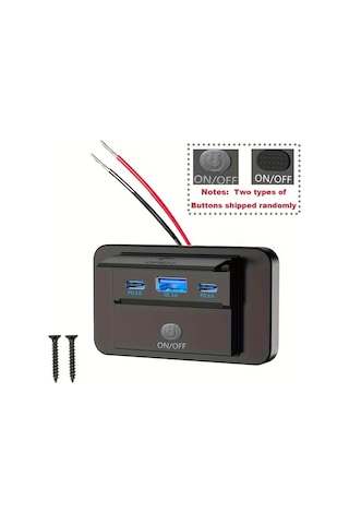 Honeybeeshop 1 Paket Üç Portlu Usb Araba Hızlı Şarj Soketi Qc3.0 Pd3.0 Araba Şarj Cihazı Duvara Monte Usb Tip-c Anahtarı Araçlar İçin Uygun