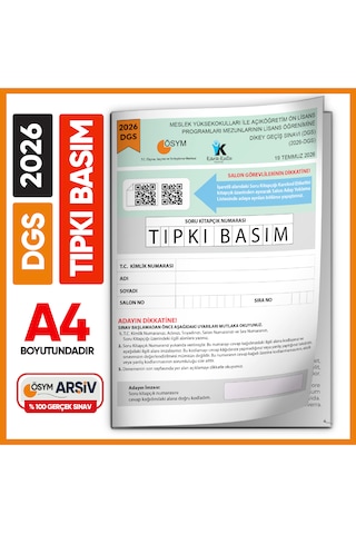 2026 Dgs Ösym Tıpkı Basım Sayısal-sözel Çıkmış Soru Deneme Kitapçığı Dijital Çözümlü Türkiye Geneli