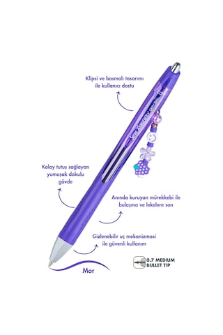 Xberry Jel Kalem Charmlı - 07mm Yuvarlak Uç Menekşe