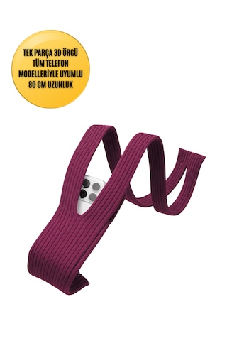 3d Örgü Phone Pocket Tüm Telefonlarla Uyumlu Telefon Askı Kılıfı 80 Cm Bordo