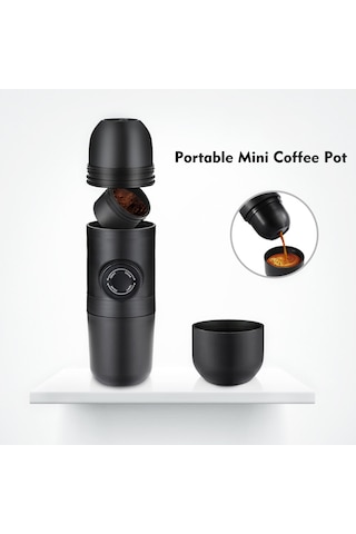 Leezsing Manuel Taşınabilir El Presli Kahve Makinesi Açık Hava Taşınabilir Mini Kahve Kupa Potu
