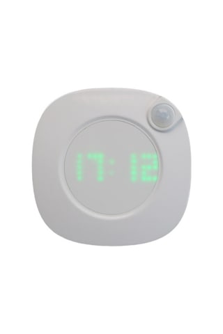 Goldenqian Ev Oturma Odası Dekor Sensör Led Duvar Saati Dijital Zaman Gece Lambası U2fgtv Beyaz