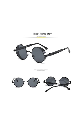 Retro Vintage Steampunk Gothic Tarz Yuvarlak Güneş Gözlüğü Kırmız