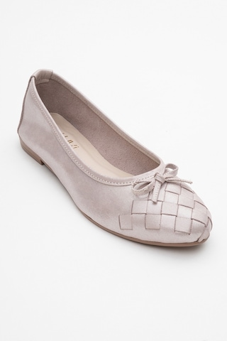Luvishoes Luvi Shoes 03 Bej Simli Hakiki Deri Kadın Babet Ayakkabı Bej