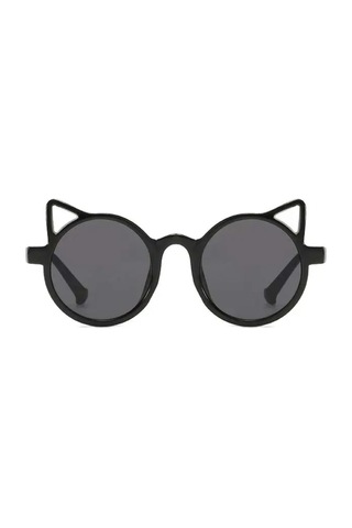 Dabify Siyah Kemik Çerçeve Kedi Tasarım Vintage Retro Unisex Çocuk Güneş Gözlüğü
