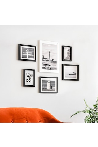 Porsima Dhz90055 Renkli Ahşap Modern Dekoratif 6 Parça Fotoğraf Çerçevesi Masa Duvar Fotoğraf Çerçevesi