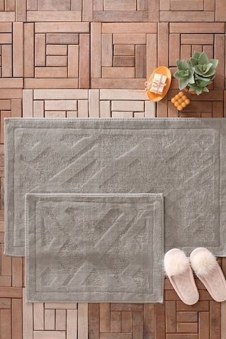 Yataş Bedding Milo Banyo Paspası Seti - Gri (50x60 cm + 60x100 cm) Gri