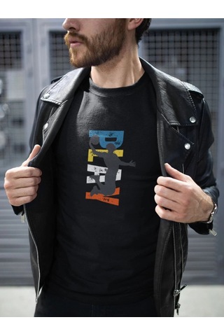 Freedom Store Erkek Özel Baskılı Modern Fit %100 Pamuk Bisiklet Yaka T-shirt Siyah