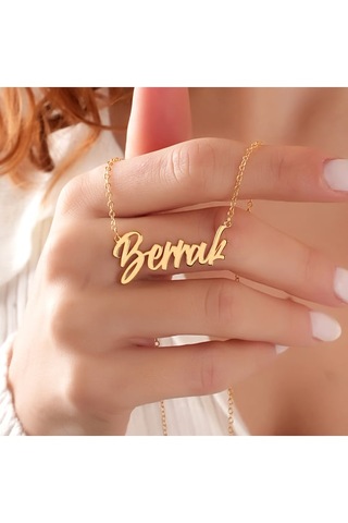 925 Ayar Gümüş İsimli Kadın Kolye 6 Sarı