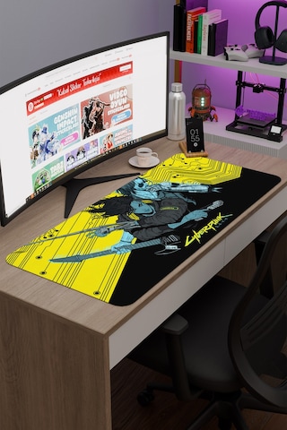 Cyberpunk 2077 Kaymaz Dikişli Kauçuk Oyuncu Mousepad V4 - 90x40 Xxl Gaming Mouse Pad Fare Altlığı