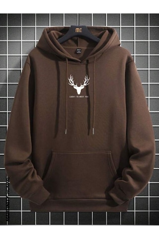 Altamira Erkek Geyik Baskı Kapüşonlu Sweatshirt 001