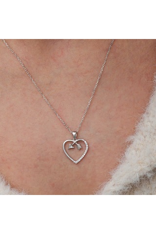 Artsmagazinmücevher Gümüş Kalpli Ok Kadın Kolye