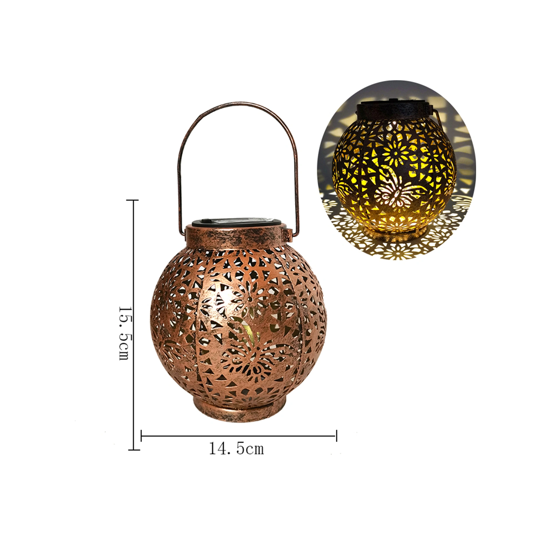 Xindoker Güneş Enerjili Bahçe Işığı - Demir Kuş Figürlü Küre Şekilli Projeksiyon Lambası, Işık Kontrollü Led 2800-3000k