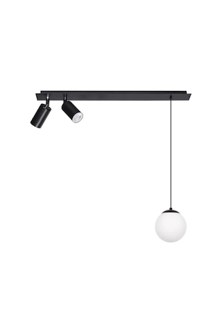 Rsylight Retro Masa Üstü 3 Lü 180derce Ledli Beyaz Opal Camlı Sarkıt Led Spot Günışığı Ampüllü Siyah