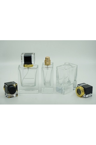 Parfüm Şişesi 50 Ml 3 Adet Damla Etiketli Kare Şişe
