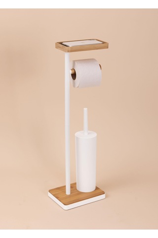 The Mia Tepsili Ve Fırçalı Tuvalet Kağıdı Standı Beyaz 760 Beyaz