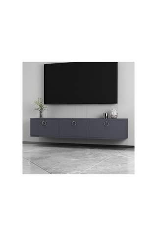 Sıla 150 Cm Duvara Monte Tv Ünitesi Tv Sehpası Antrasit - Gümüş Antrasit-gümüş
