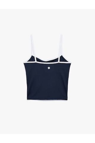 Koton Slim Fit İp Askılı Büzgülü Spor Bluz Lacivert 7wak30044nk
