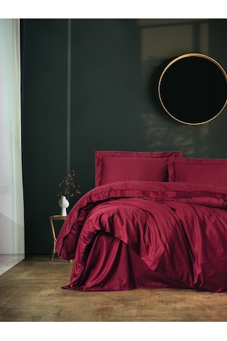 Cotton Box Elegant Saten Çift Kişilik Nevresim Takımı Bordo