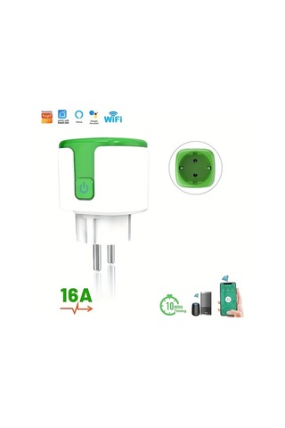 Xuweiwei Akıllı Wifi Soket Yeşil 16a 1 Adet Tuya Akıllı Alexa Google Home Uyumlu Ses Kontrol Zamanlayıcı Elektrik İstatistik 110v 240v Avrupa Fiş